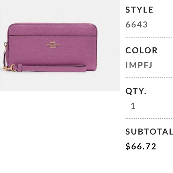 Coach Plum Pebbled Leather Wristlet - Picture 3 of 3